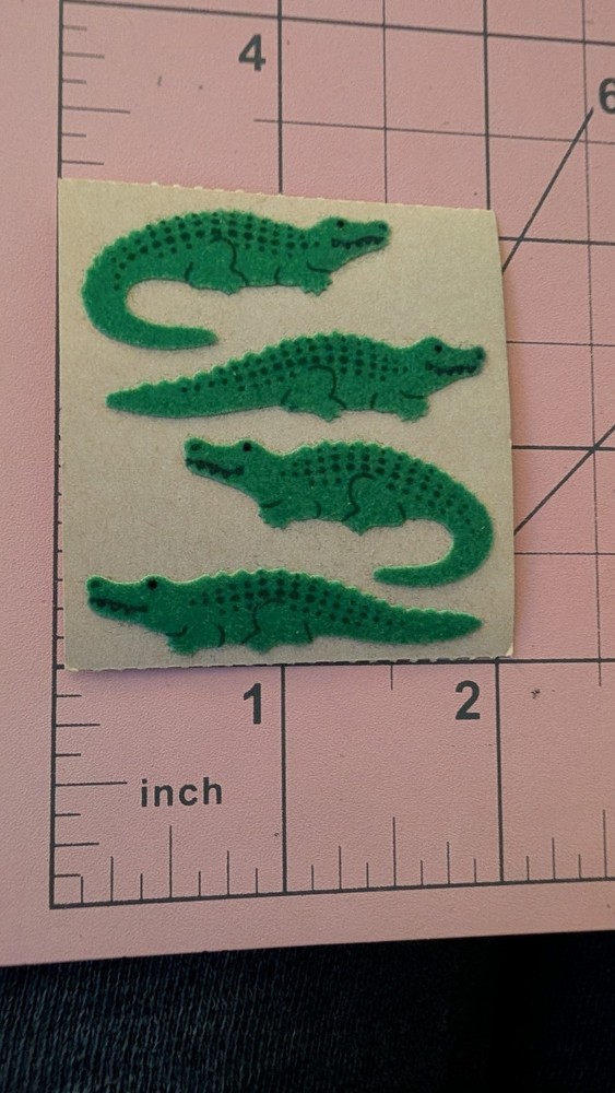 Vintage Sandylion Stickers Fuzzy Alligators Crocodile Brown Backing Module