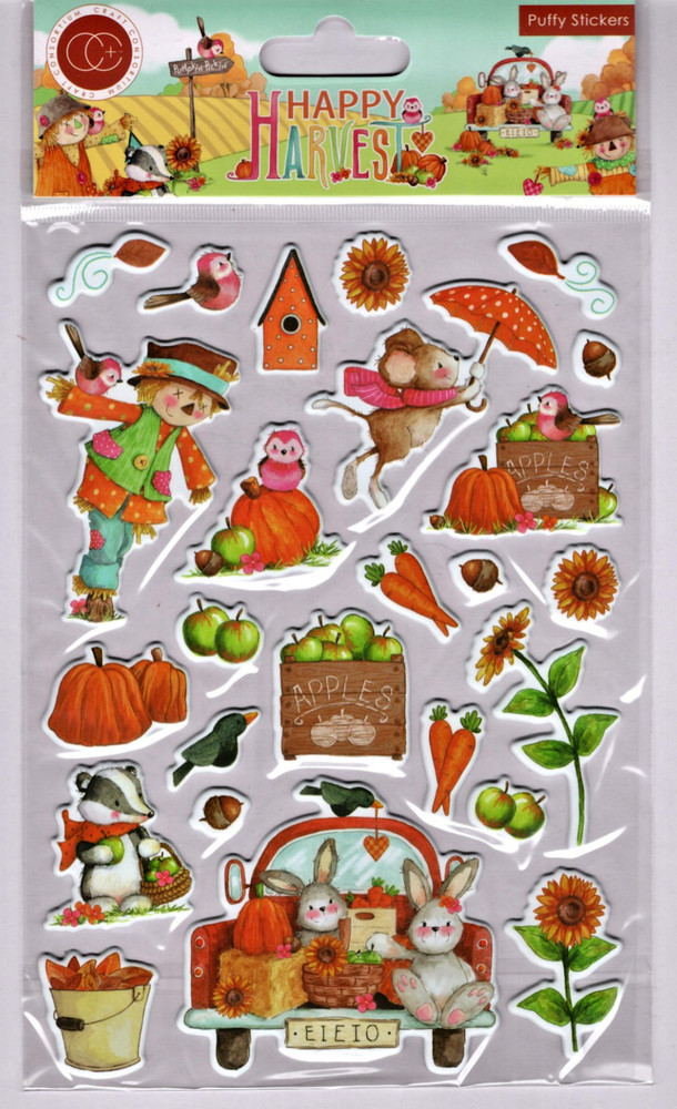 Craft Consortium HAPPY HARVEST (25PC) PUFFY STICKER SHEET scrapbooking