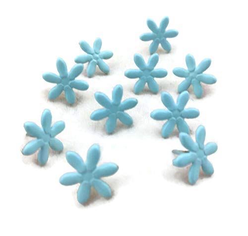 Large Baby Blue Daisy Flower Brads Paper Fasteners 10 Pieces