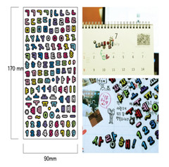 Cute Korean Initial Stickers with Black Outline (Set of 6)