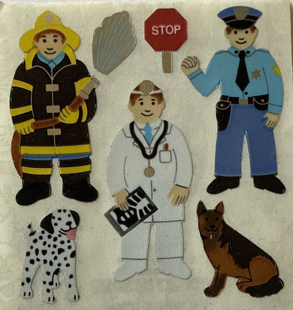 METALLIC FIRST RESPONDER Stickers(7pc)Sandylion•Police •Fireman•Doc•Card Making
