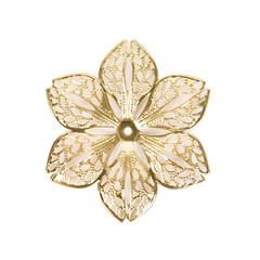 CraftbuddyUS 10pc 43mm Gold Filigree Metal Embelishmnt Flower WeddingCraft