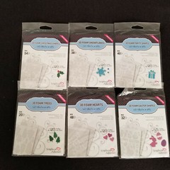 Scrapbook Adhesives: 3D Foam Various Asst Shapes: Sets / Lot of 6 Pkgs – New