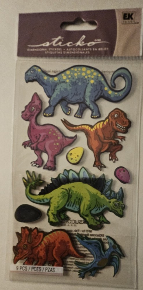 Sticko «Dinos» Dimensional Stickers *Card* Scrapbook*Ships Worldwide