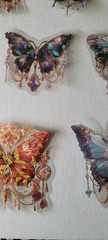 (BLH24) Lot 24pc Holographic Transparent Butterfly Stickers Multiple Uses