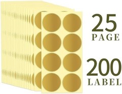 200 Pcs 2 Inch Embossing Stickers Gold Metallic Seals Certificate Sealing Labels