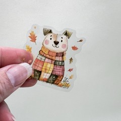 Cozy Fall Patchwork Dog Cat Stickers Junk Journals Collage Scrapbooking