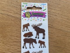 Vintage 80’s Sandylion Fuzzy Moose Stickers Full Sheet Sealed