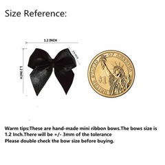 Micomon 50pcs 1.2-Inch Mini Ribbon Bows for Crafts Small 3/8″ ribbon, black