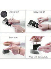 Black Waterproof Reusable Label Stickers with White Chalk for Mason Jars, Craft