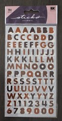 New Sticko alphabet numbers scrapbook stickers CHOCOLATE brown ABCs 2 sheets