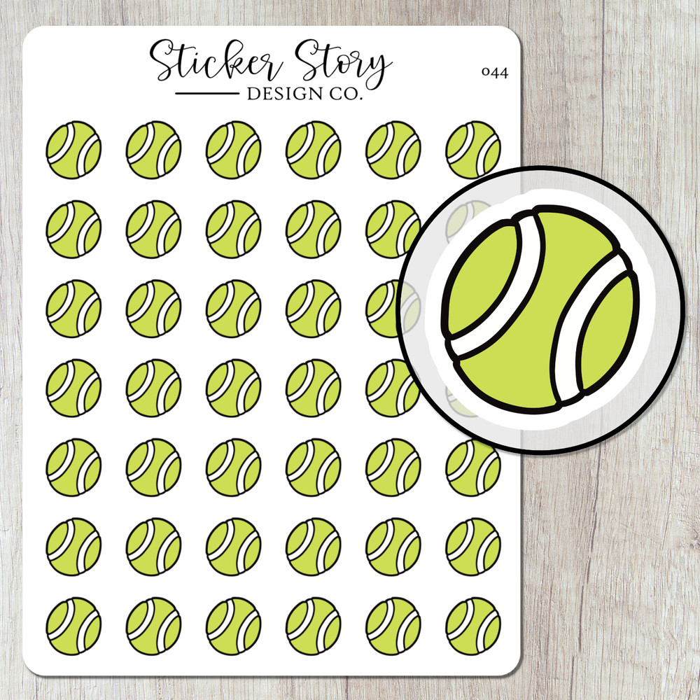 Tennis Ball Planner Stickers, Tennis Game Functional Stickers