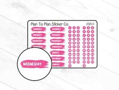 2320-2~~Dark Pink Brush Stroke Date Covers Planner Stickers.