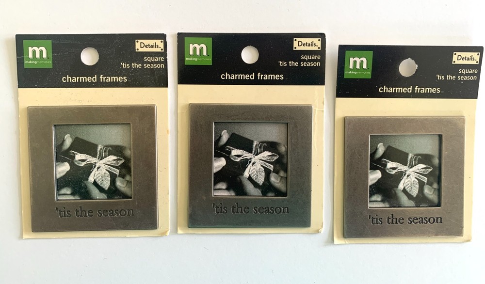Lot of 3 Making Memories ‘TIS THE SEASON SQUARE CHARMED FRAMES 2-1/4″ X 2-1/4″