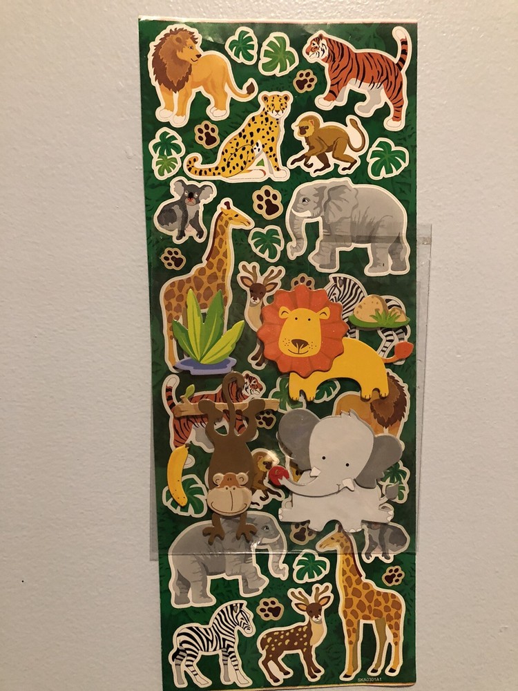 Zoo Animal Large Sticker 2 Sheet Scrapbooking Kids Stickers