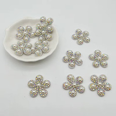 CraftbuddyUS 10 pcs x 25mm AB CLEAR Flower Rhinestone Gems , DIY(w/o Adhesive)