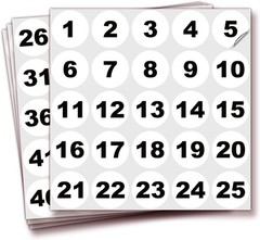 Waterproof Self-Adhesive Number Stickers 1-100, 1.5-inch for Indoor/Outdoor Use