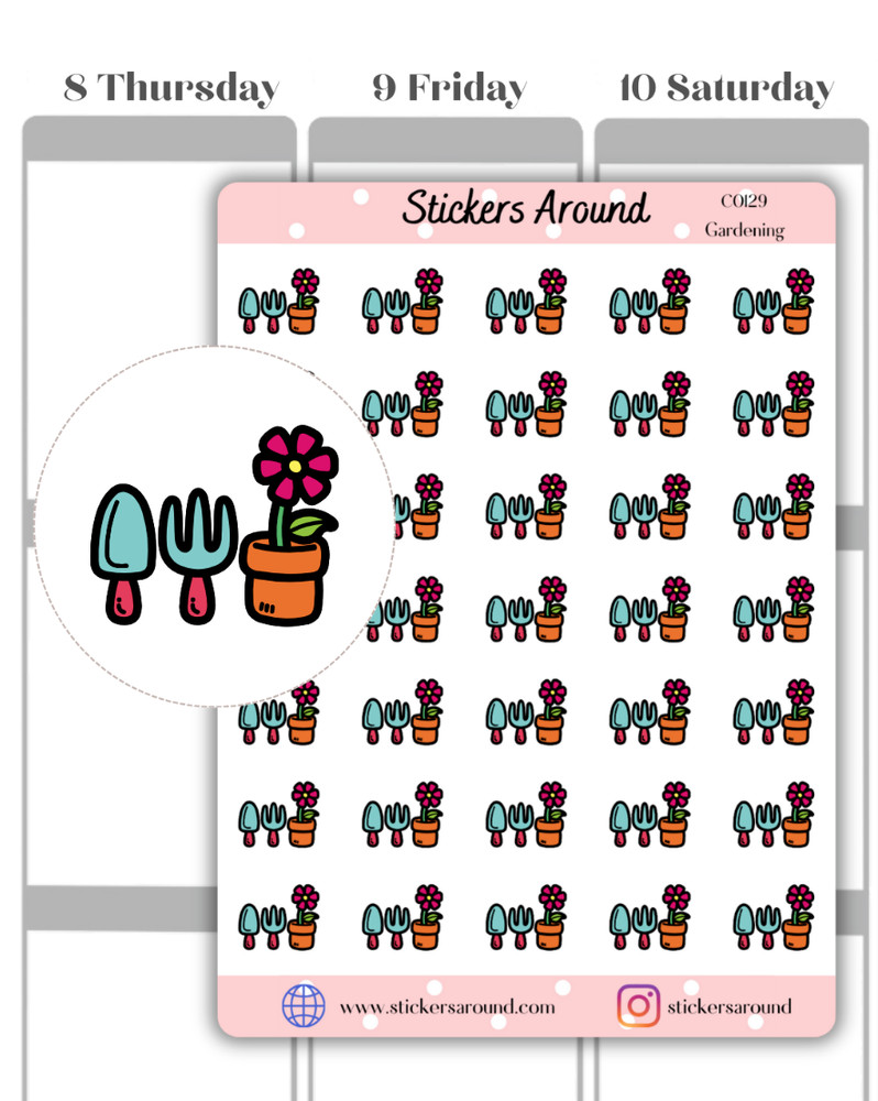 Gardening Icon Planner Sticker, Garden Chores, Calendar & Journal Stickers