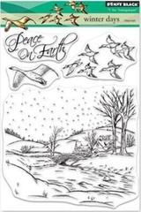 New Penny Black Rubber Stamp WINTER DAYS CHRISTMAS set clear cling free USA ship