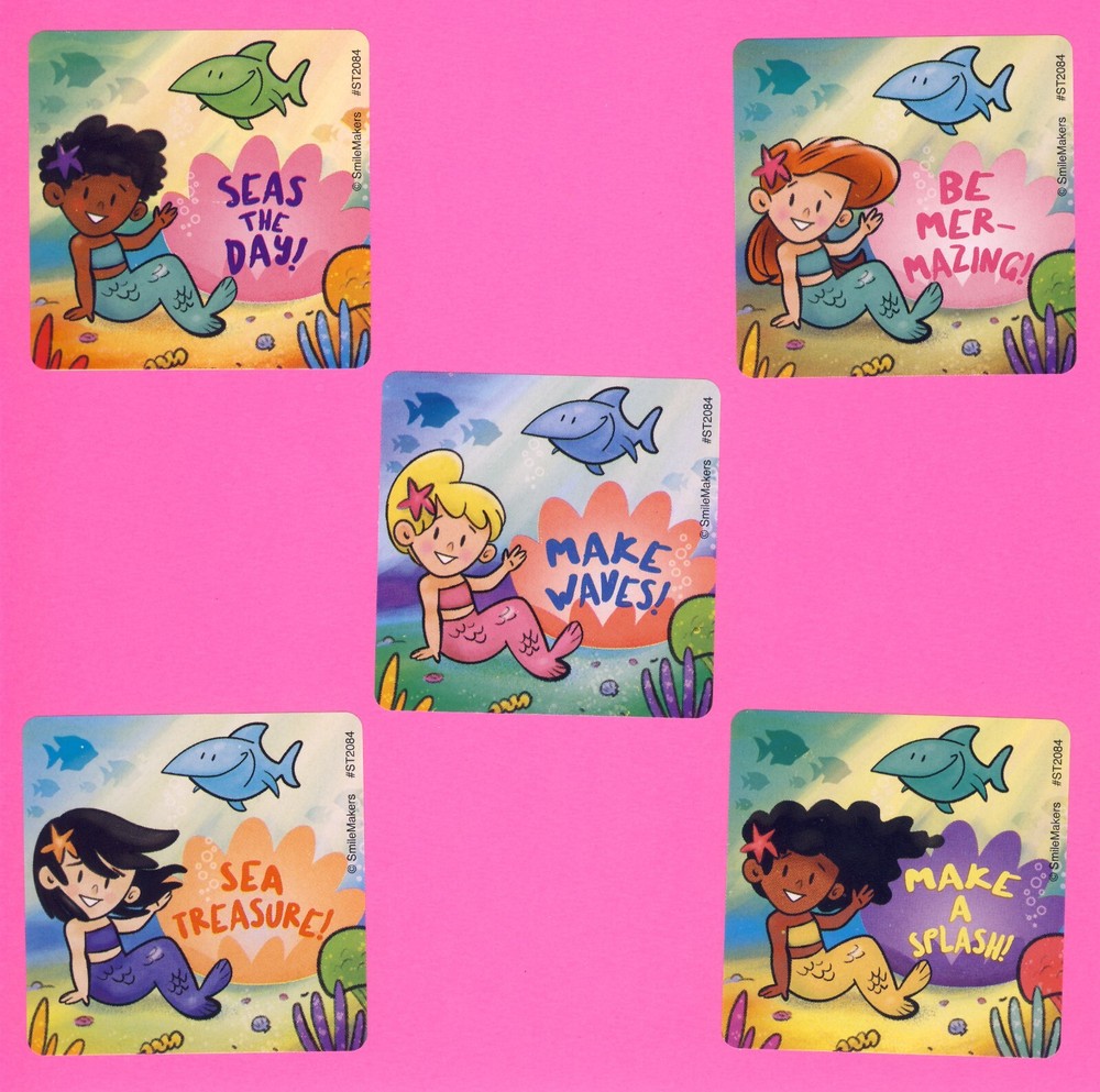 10 Mermazing Mermaids – Large Stickers – Party Favors – Rewards