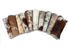 AARON LEATHER GOODS Hair-On Hide Squares 12×12 Natural Mixed Colors 10-Pack
