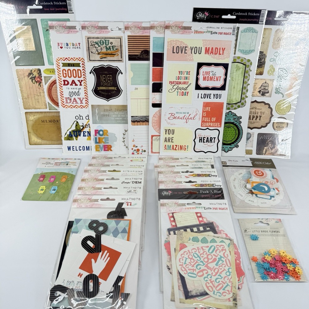 Glitz Scrapbook Stickers Embellishments Amy Tangerine Studio Calico LOT of 23 C