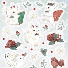Winter Bunny Stickers – Fantasy White Rabbit Sticker Sheet – Christmas Crafts