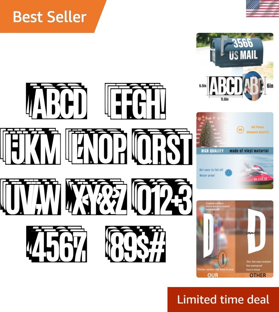 156-Piece Extra Large 6-Inch Waterproof Vinyl Letter Stickers for Any Occasion