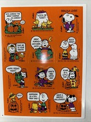 Vintage PEANUTS Snoopy Halloween Sticker Sheet Scrapbook Craft Stickers