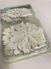 K&Company MARCELLA DIE CUTS WEDDING FLORAL ACCENTS FLOWERS 21 PCS WHITE GLITTER