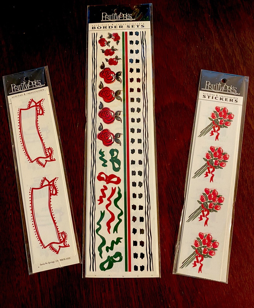 Printworks Border Stickers & 2 Pkgs Stickers Red Rose Pattern NEW Sealed