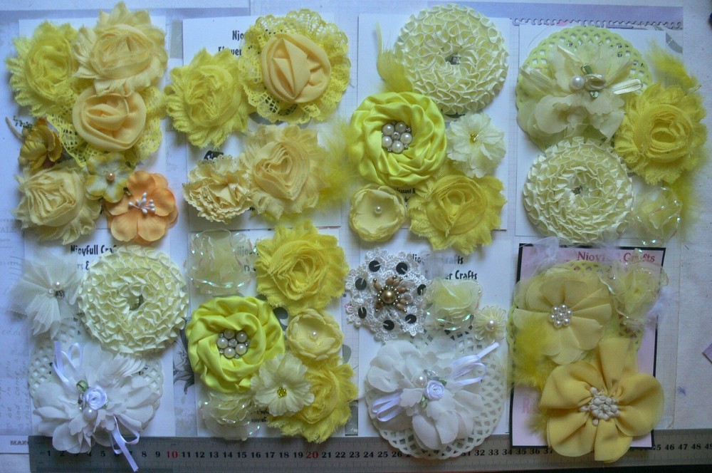Flower Packs – Mixed YELLOW Colour hews 35 to 75mm in Sizes – 9 Pack Choice VD4
