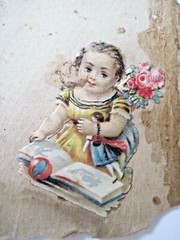 Lovely 1800-1900’s 2-Sided Die Cut Album Page w/ Butterflies, Children & Birds *