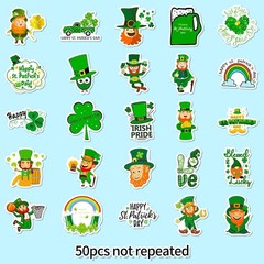 100 Pcs Reusable St. Patrick’s Day Clover Stickers – Vinyl, Assorted Designs …