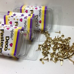 HyGlo Deco Fasteners – Brads – «4mm Gold Dots» – 200 – NEW