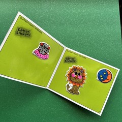 Vintage 80s Gordy Glitter Sticker Mini Album Scratch & Sniff Prism Silver Glow