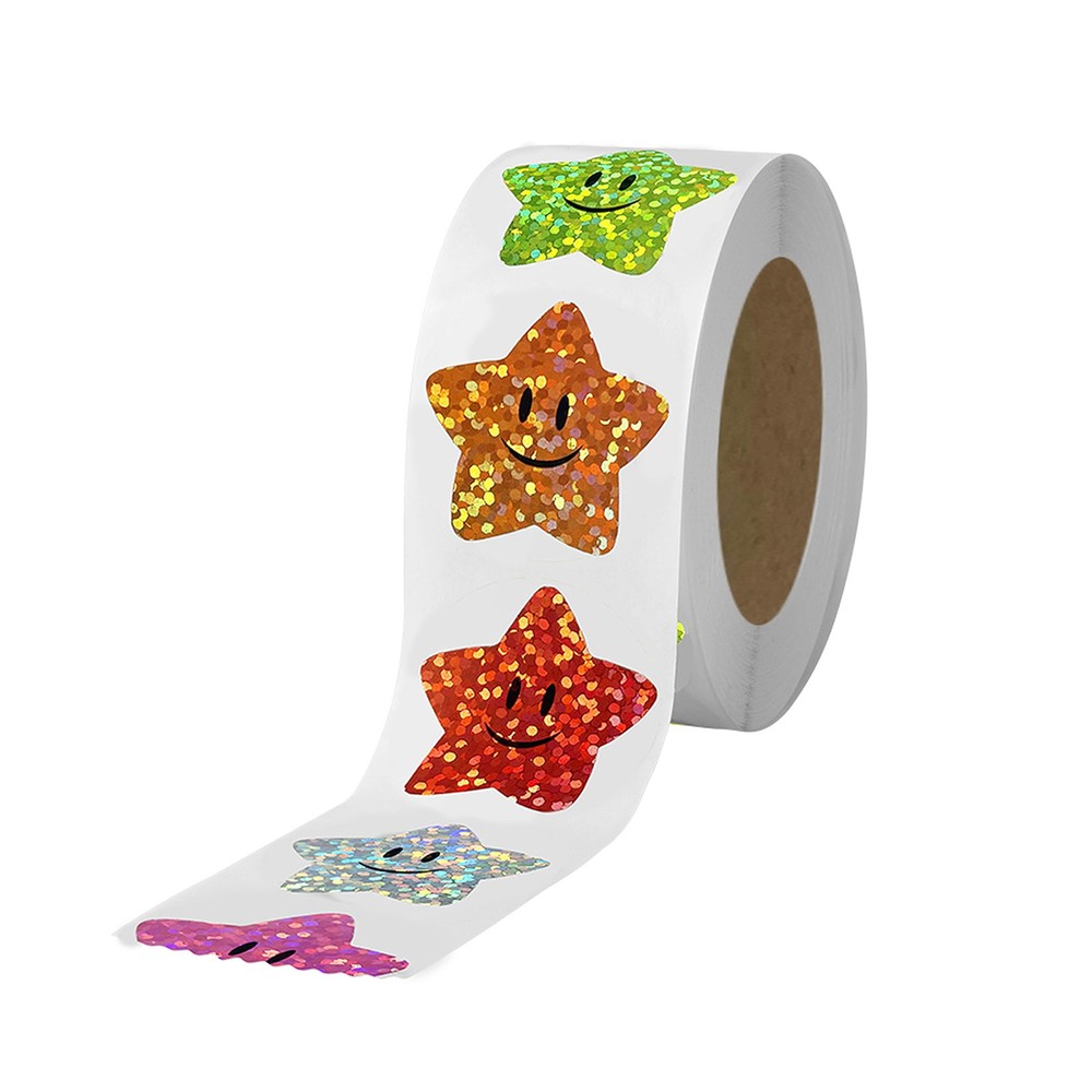 Colorful Smiley Face Star Stickers 1 Inch Self Adhesive 700 Stickers Per Roll