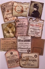Lot of 11 Vintage Style Stickers Glossy Ads Burnt Edge Look Junk Journal Supply