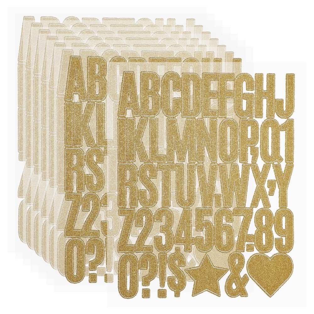 368Pcs 1.6″ Letters Glitter Stickers, 8 Sheets Gold Numbers for Scrapbooking