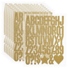 368Pcs 1.6″ Letters Glitter Stickers, 8 Sheets Gold Numbers for Scrapbooking