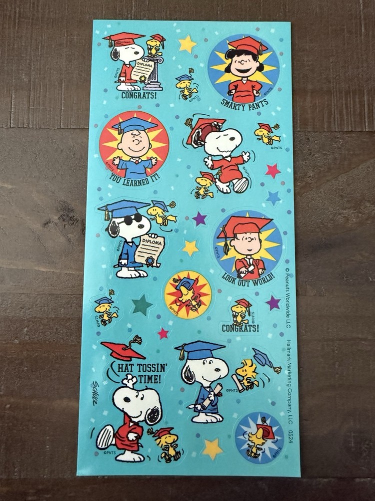 Peanuts Snoopy Graduation Grads June Stickers Sticker Sheet Friends Schulz Hallm