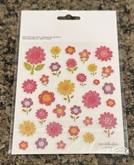 The Paper Studio Stick A Bilities PINK & YELLOW GLITTER FLOWER Stickers 60 pcs