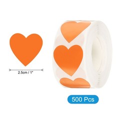 500pcs Orange Heart Stickers 1 Inch Self-Adhesive Stickers Label for Shop Home