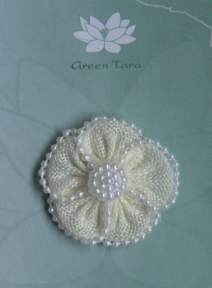 BURLAP PEARL Flower – Petalled Edges & Centre CREAM – Single – 55mm CC NJC