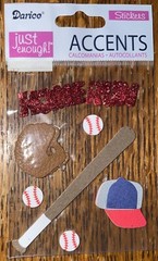Darice Baseball Home Run Glittery Title Bat Ball Mitt Hat Cap Scrapbook Stickers
