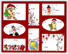Vtg 1999 LOONEY TUNES CHRISTMAS GIFT TAG STICKERS 6″x8″ Sheet Bugs Bunny Taz MX9