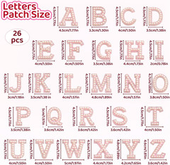 Cute 26 English Letters Patch Stickers, A-Z Alphabet Applique with Pearls and Sm