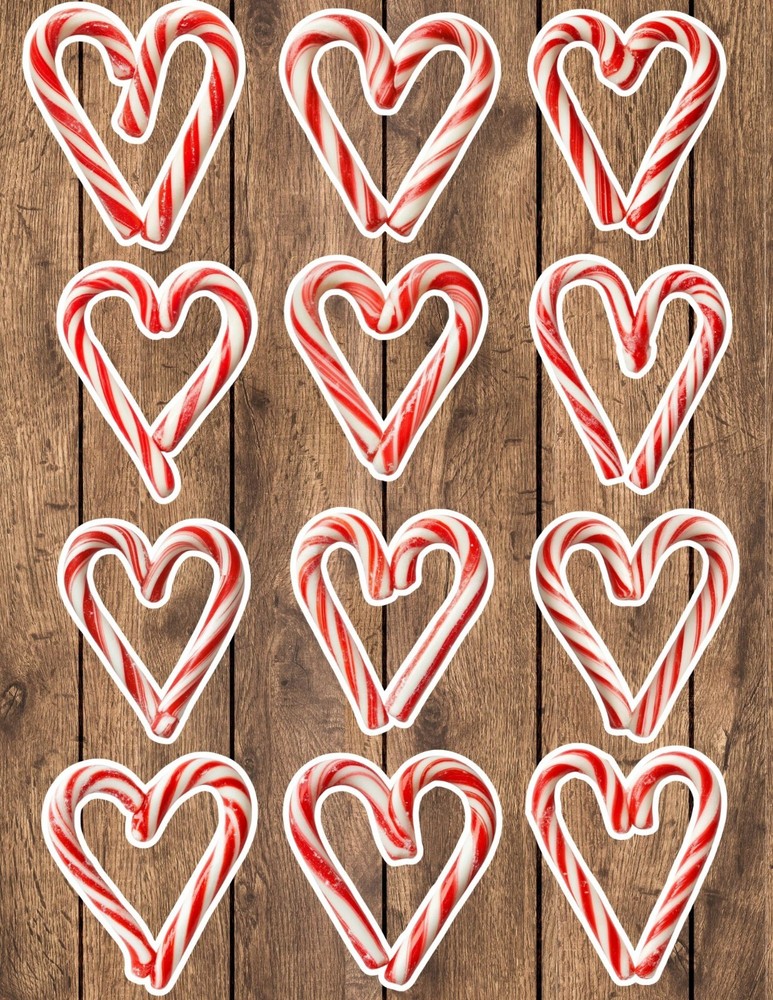 Candy Cane Hearts Die Cut Stickers Set Notebook Laptop WaterBottle Sticker