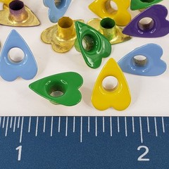 20 Primitive Country Heart Eyelets 4 Clrs 3/16″ Hearts Handmade Cards Scrapbook