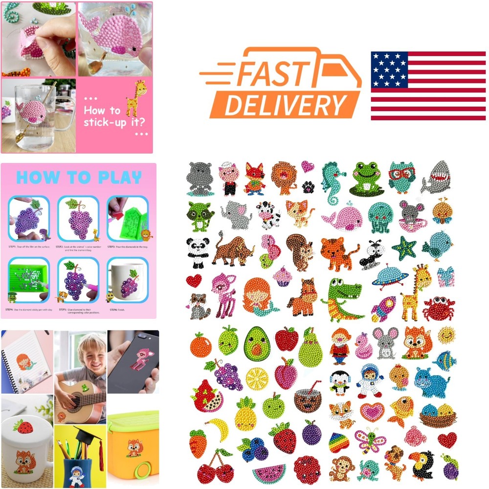 Vibrant 80 Pcs Diamond Stickers for Kids Fun Art Craft Kit for All Seasons